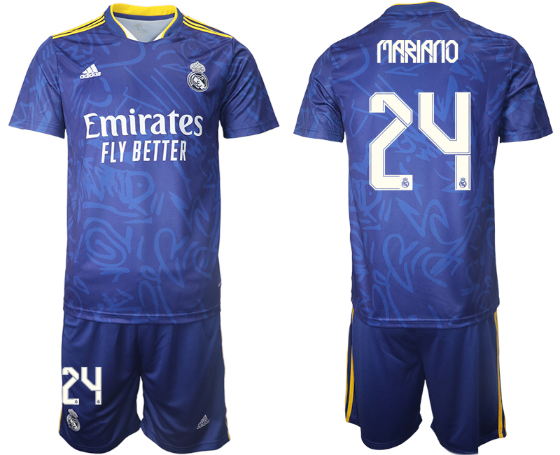 Men 2021-2022 Club Real Madrid away blue #24 Soccer Jersey->real madrid jersey->Soccer Club Jersey